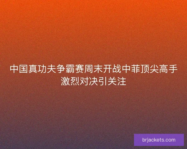 中国真功夫争霸赛周末开战中菲顶尖高手激烈对决引关注