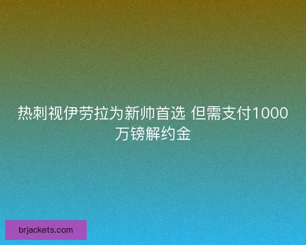 热刺视伊劳拉为新帅首选 但需支付1000万镑解约金
